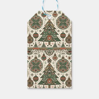 Charming Scandinavian Christmas Tree and Ornament Gift Tags