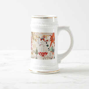 Charming Scandinavian Folk Christmas Beer Stein