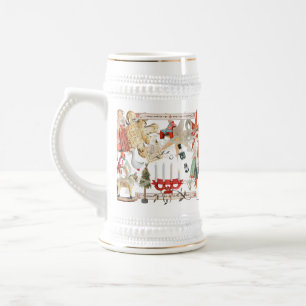 Charming Scandinavian Folk Christmas Beer Stein