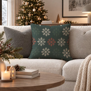 Charming Scandinavian Snowflakes Decorative Pillow