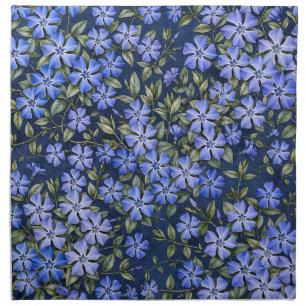 Charming Scattered Periwinkle Flowers Deep Blue Cloth Napkin