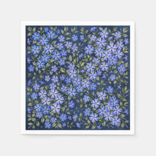Charming Scattered Periwinkle Flowers Deep Blue Napkins