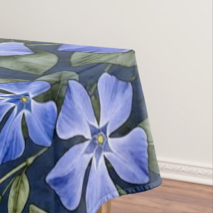 Charming Scattered Periwinkle Flowers Deep Blue Tablecloth