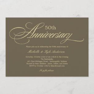 Charming Script Anniversary Invitation - Golden