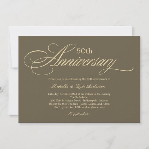 Charming Script Anniversary Invitation - Golden
