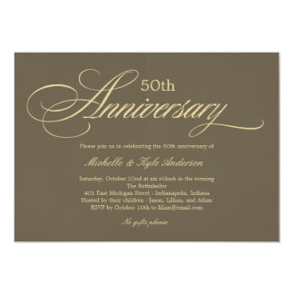 Charming Script Anniversary Invitation - Golden