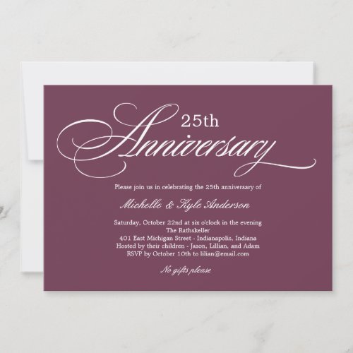 Charming Script Anniversary Invitation - Purple