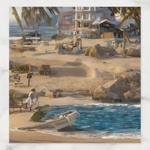 Charming Seaside House on the Beach at Sunrise Foa Envelope Liner