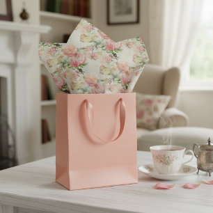 Charming Shabby Chic Pink Floral Roses Art Pattern Tissue Paper