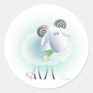 charming sheep classic round sticker