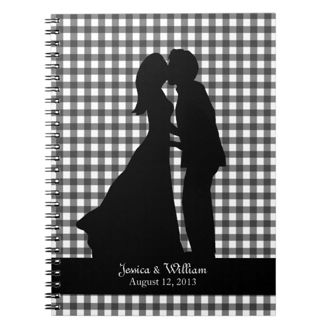 Charming Silhouette Kissing Couple Wedding Notebook (Front)