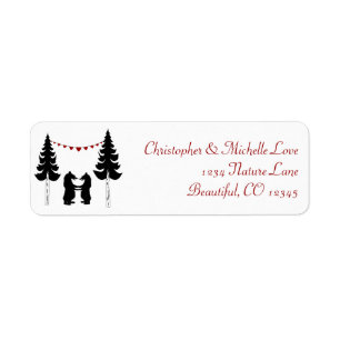 Charming Silhouette Mountain Bears Address Label