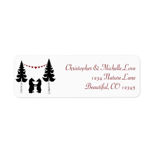 Charming Silhouette Mountain Bears Address Label (Front)