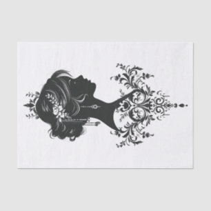 Charming Silhouette of a Lady with Ornate Filigree Tissue Paper