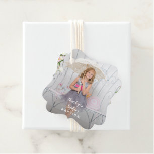 Charming Simple Girl Photo Baptism Favor Tags