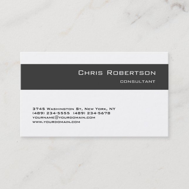 Charming Simple Gray White Stripe Business Card (Front)
