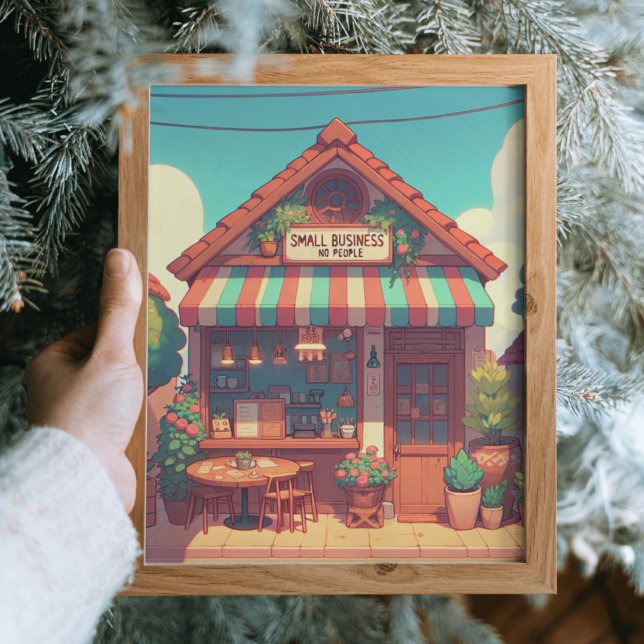 Charming Small Business Anime Art Nostalgic 90s Faux Canvas Print (Creator Uploaded)