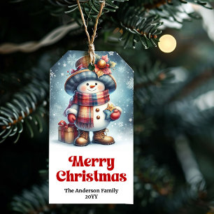 Charming Snowman Kids Gift Tag Personalized Xmas