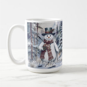 Charming Snowman Watercolor Winter Forest Coffee Mug