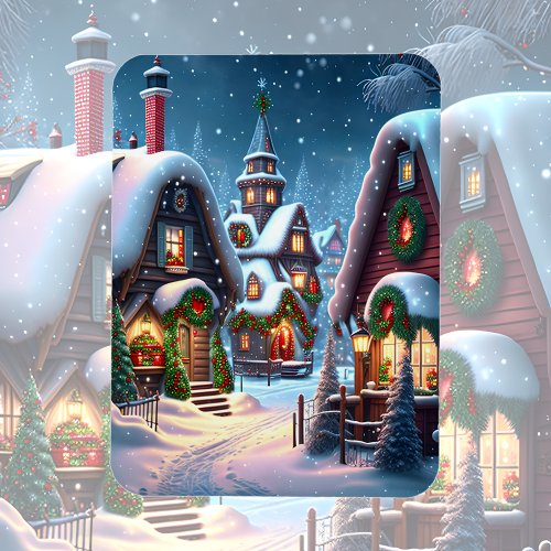 Charming snowy Christmas village  Magnet