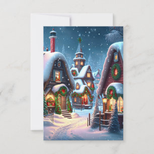 Charming snowy Christmas village Open House Invitation