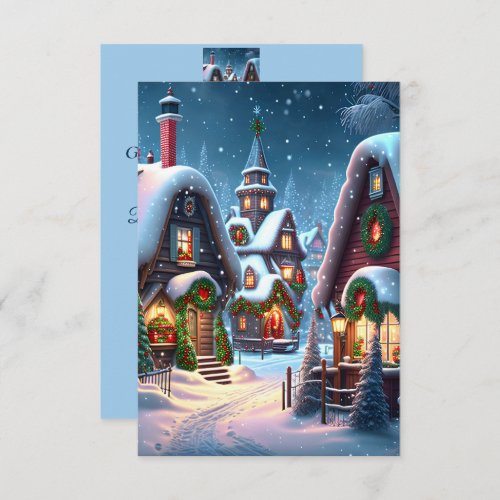 Charming snowy Christmas village Open House  Invitation