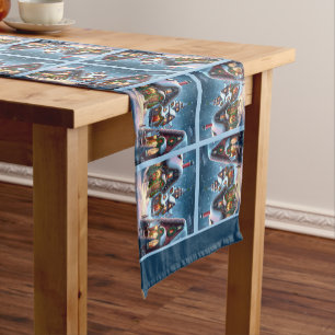Charming snowy Christmas village Short Table Runner