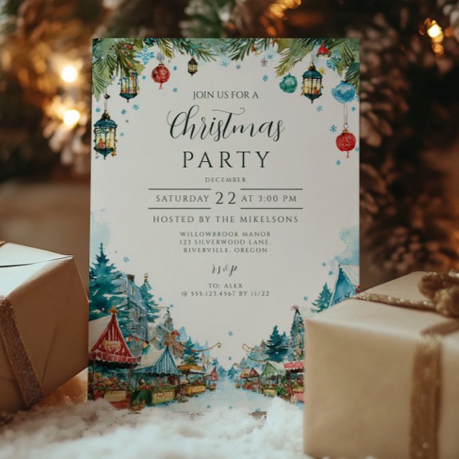 Charming Snowy Cottages Christmas Invitation (Creator Uploaded)