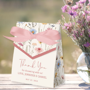 Charming Soft Pastel Boho Floral Baby Shower Favor Boxes