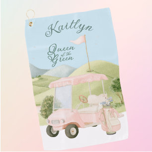 Charming Soft Pink Golf Gal Cart Course Name Towel