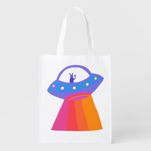 Charming Space Aliens Martians UFO Cute Grocery Bag