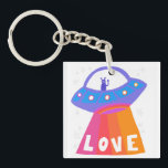 Charming Space Aliens Martians UFO Cute LOVE Keychain<br><div class="desc">Hope you like thisfun  design. Add your own text to the front. Check my shop for more matching items like stickers,  mugs,  cards,  wrapping paper,  shirts,  towels,  as well as other patterns. Thanks for shopping with me! if you'd like something custom let me know!</div>