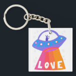 Charming Space Aliens Martians UFO Cute LOVE Keychain<br><div class="desc">Hope you like thisfun  design. Add your own text to the front. Check my shop for more matching items like stickers,  mugs,  cards,  wrapping paper,  shirts,  towels,  as well as other patterns. Thanks for shopping with me! if you'd like something custom let me know!</div>