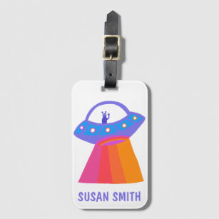 Charming Space Aliens Martians UFO Cute Luggage Tag