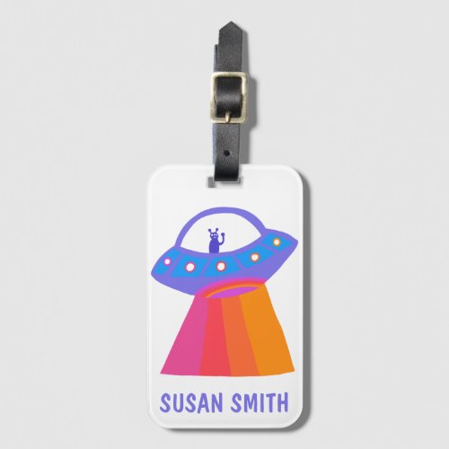 Charming Space Aliens Martians UFO Cute Luggage Tag