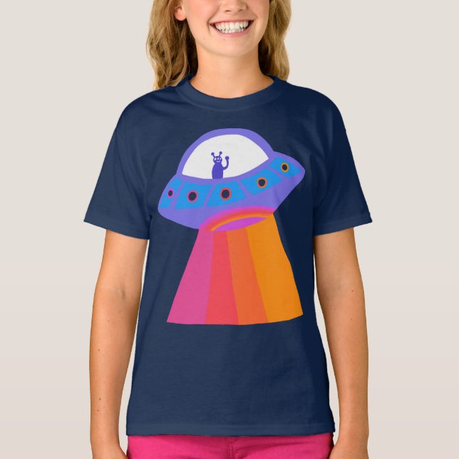 Charming Space Aliens Martians UFO Cute T-Shirt (Front)