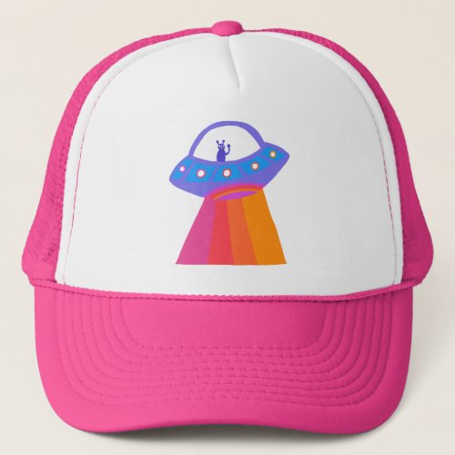 Charming Space Aliens Martians UFO Cute Trucker Hat