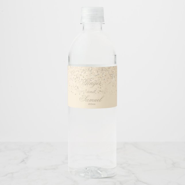 Charming Sparkling Wine Glitter Water Bottle Label (Front)