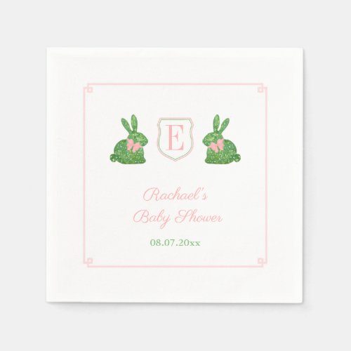 Charming Spring Bunny Girl Baby Shower Party Napkins