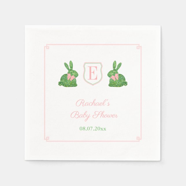 Charming Spring Bunny Girl Baby Shower Party Napkins (Front)