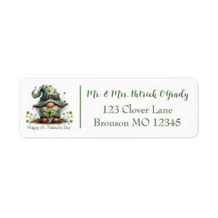 Charming Spring Clover & Gnome Label