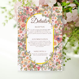 Charming Spring Floral Wedding Details Card