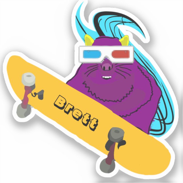 Charming Squirrel Humorous Skateboard Decal (Front)