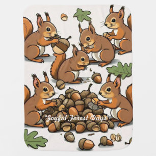 "Charming Squirrels in Autumn" Baby Blanket