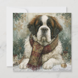 Charming St Bernard Type Dog Funny Happy Howlidays Card