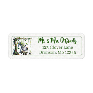 Charming St. Patrick’s Day Gnome and Clovers Label