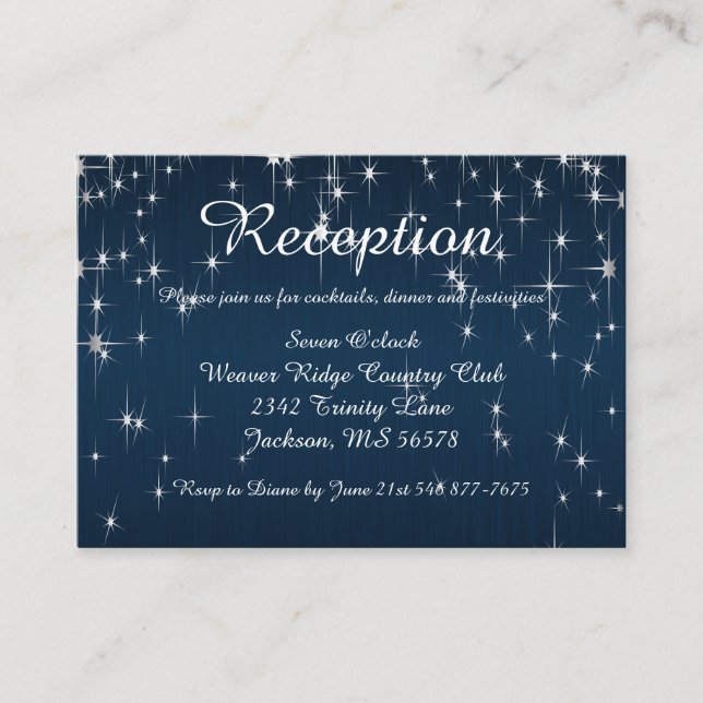 Charming Star Struck Wedding | Navy Blue Enclosure Card (Front)