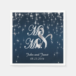 Charming Star Struck Wedding Navy Blue Napkins