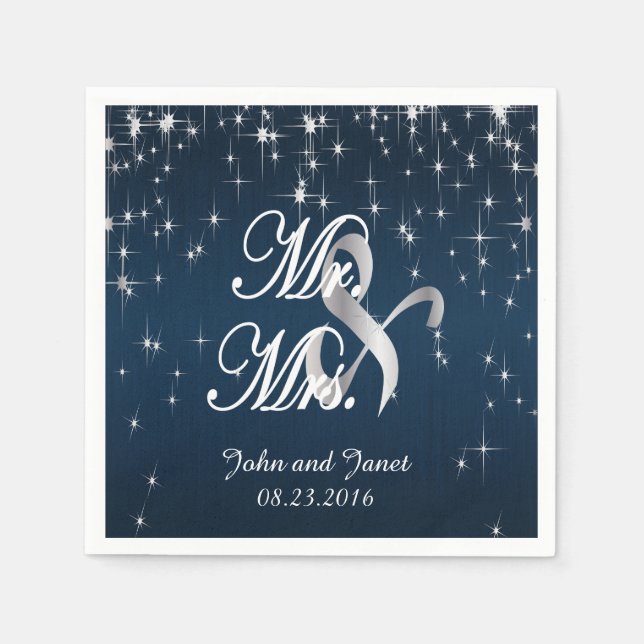 Charming Star Struck Wedding | Navy Blue Napkins (Front)