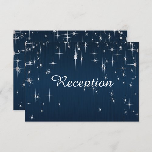 Charming Starstruck Wedding Navy Blue _ Reception Invitation